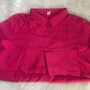 Tops Hot Pink Buttom Down Blouse Size Xl Poshmark